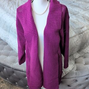 Terra & Sky Women's Open-Front Cardigan in Vibrant Purple